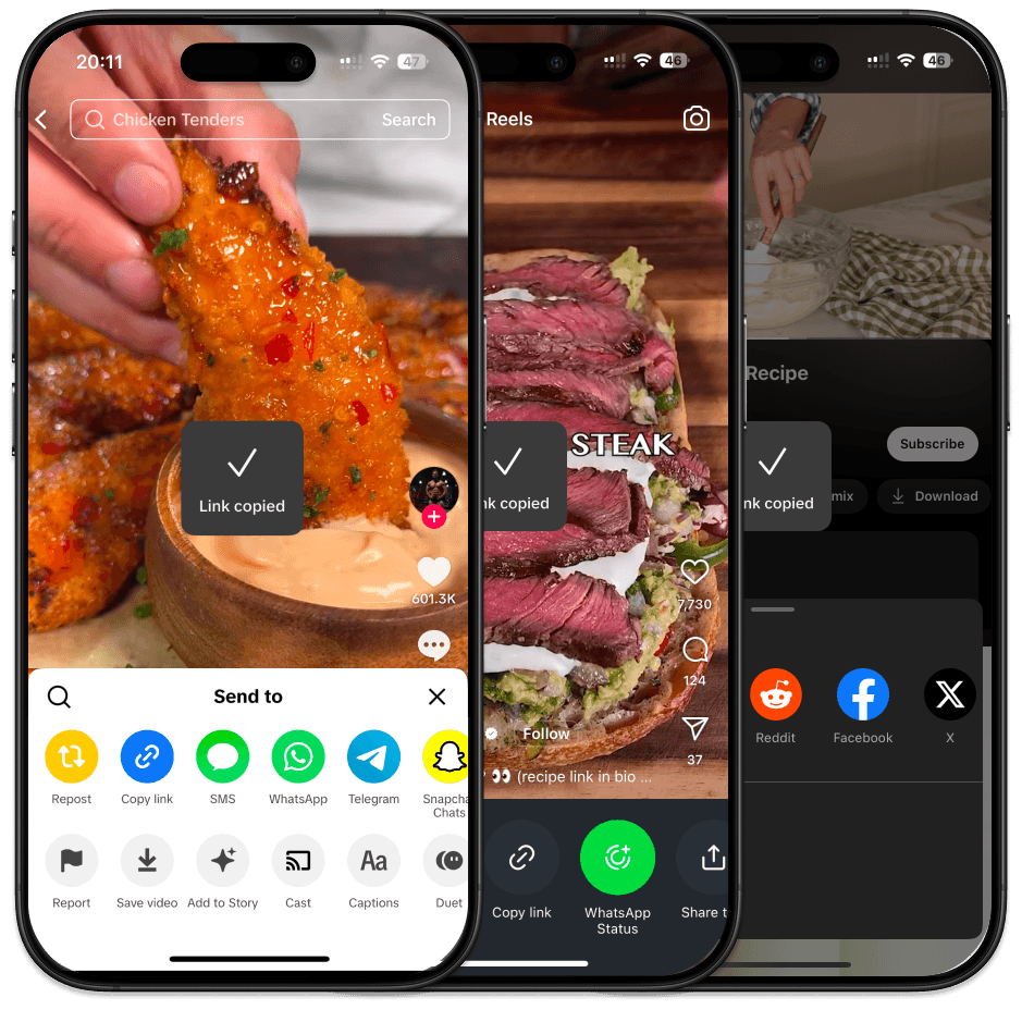 Device mockup showing TikTok link sharing